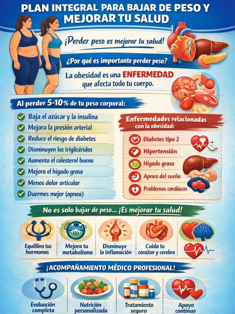 Plan integral para bajar de peso y mejorar tu salud — Acompañamiento médico profesional